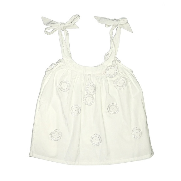 NWOT!! White Sleeveless Top with Floral Accents - Picture 1 of 8